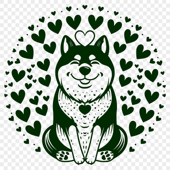 Illustration of a full-body Shiba Inu dog in a relaxed position.