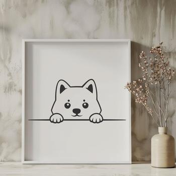 A simple line drawing of a Shiba Inu's head, perfect for clip art or vector design projects.