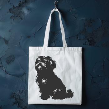 A sitting Shih Tzu breed dog from the front, fully illustrated in vector art.
