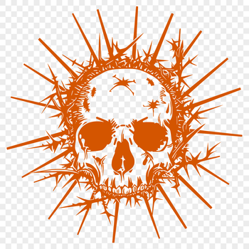 A detailed illustration of a skull adorned with thorns, suitable for use in various digital designs and crafts.