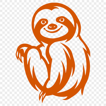 A simple line drawing of a full-body sloth animal.