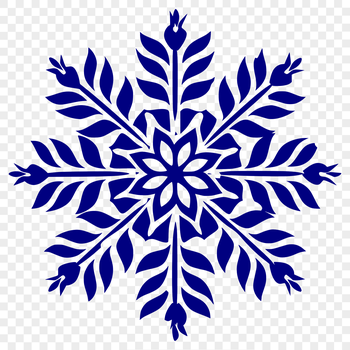 A delicate, six-pointed snowflake design made from intricate vectors.