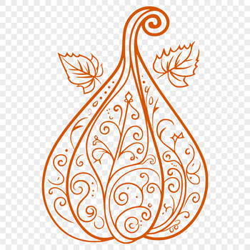 A stylized illustration of a squash with intricate details, suitable for vector design projects.