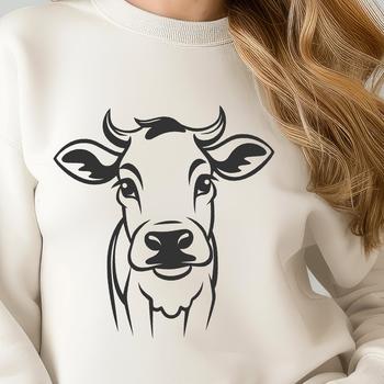 An SVG vector graphic of a cow's profile, designed for flexibility and customization in digital art projects.