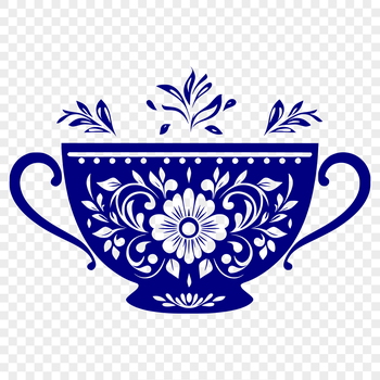 A simple vector illustration of a cup with a floral pattern design, suitable for digital crafting.
