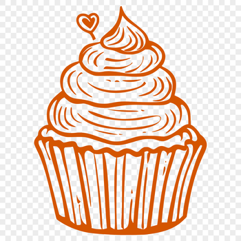 A stylized illustration of a cupcake, designed for vector use in digital art and craft projects.