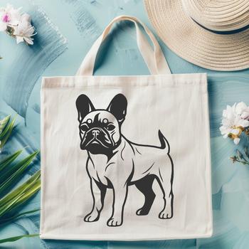 A full-body illustration of a French Bulldog standing upright, suitable for various digital applications.