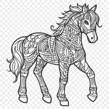 A detailed illustration of a horse in full body view.