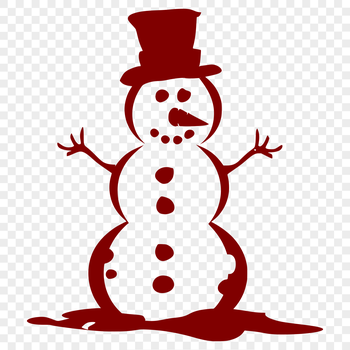 A winter-themed snowman made entirely out of snow, depicted in a simple vector design style.