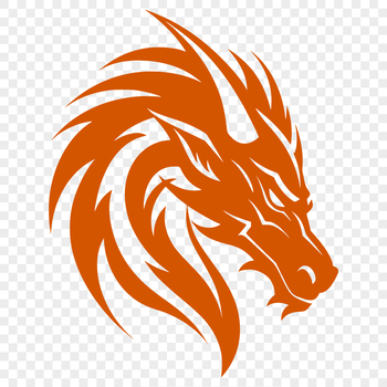 A mythical dragon's head with scales and flames in vector format.