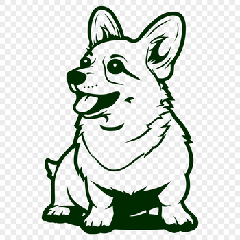 Stunning Sitting Corgi Digital Drawing