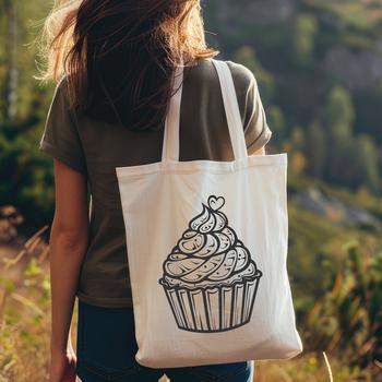 A colorful cupcake with love hearts on top, ideal for food-related designs.