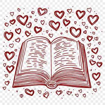 A simple book design with love hearts incorporated into the cover, suitable for educational or school-themed projects.