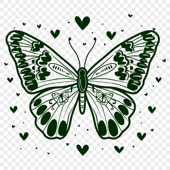 A colorful butterfly illustration with full-body design, suitable for various applications including gardening and clip art.