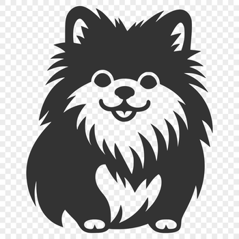 A full-body illustration of a seated Pomeranian dog in a cartoon style.