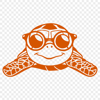 A full-body illustration of a sea turtle wearing glasses, designed as a vector art image.