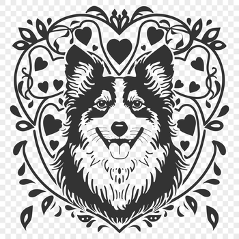 A detailed illustration of a Shetland Sheepdog's head with ornate decorations, suitable for various digital uses.