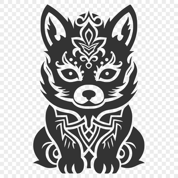 A sitting Shiba Inu dog depicted in full body.
