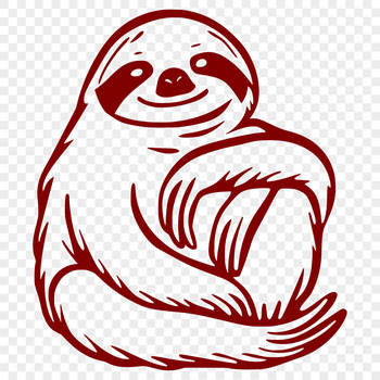 A simple line drawing of a sloth's full body in various poses.