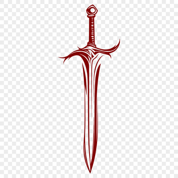 A graphic representation of a sharp-edged blade with hilt and guard.