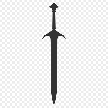 SVG illustration of a stylized sword silhouette.