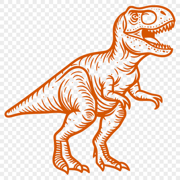 A large, prehistoric T Rex dinosaur with its full body visible in a single design.