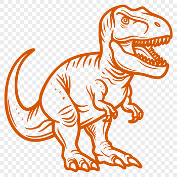 A detailed vector illustration of a full body T-Rex dinosaur in prehistoric landscape.