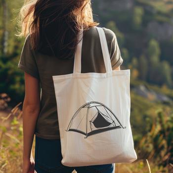 A simple illustration of a tent, suitable for vector design projects in Illustrator or Procreate.