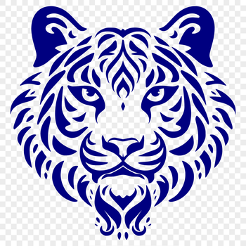 A large tiger's head with whiskers and stripes, suitable for vector design projects.