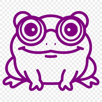 A simple line drawing of a toad in its entirety, wearing glasses.