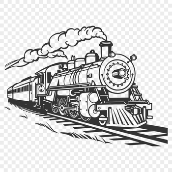 A realistic illustration of a locomotive with multiple cars, designed as a vector graphic.