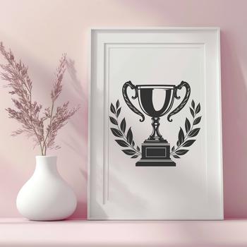 A metallic trophy with a rounded top and flat base, symbolizing achievement in various sports.
