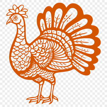 A detailed illustration of a turkey in full-body view.