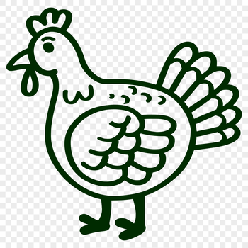 A simple line drawing of a farm animal, depicted in full body form.