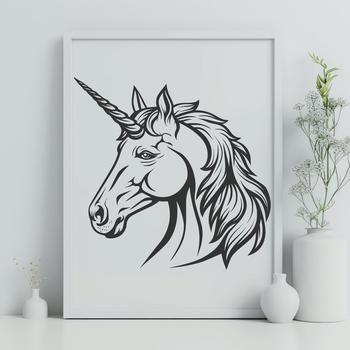 A mythical creature with a single horn on its forehead, typically depicted in fairy tales.