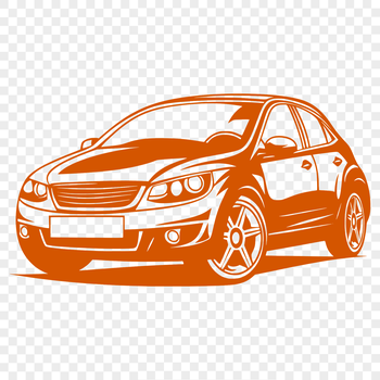 A detailed illustration of a car with bold lines and clean design elements.