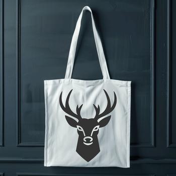 A simple illustration of a deer's head with detailed features.