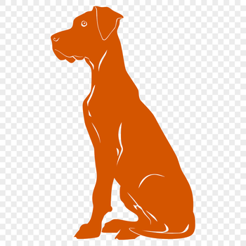 A large breed dog sitting on its haunches, depicted in a clean vector format.