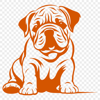 A full-body illustration of a Bulldog in a sitting position, suitable for digital and cutting machine applications.
