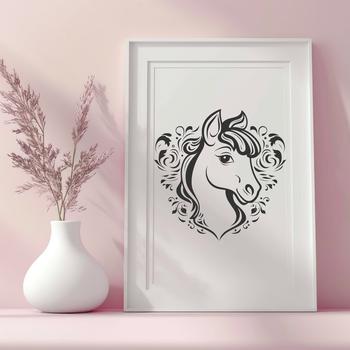 A detailed vector illustration of a horse in various poses and stances.
