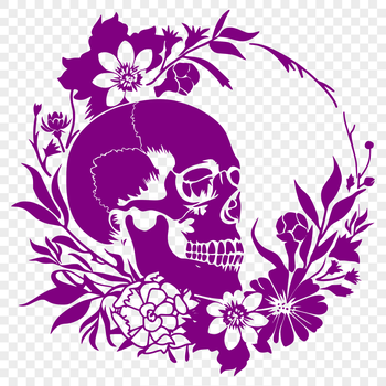 A detailed vector illustration of a floral-adorned skull design.