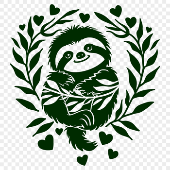 A sloth wearing love hearts on its fur, suitable for digital cutting machines like Cricut.