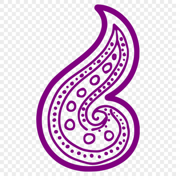 A stylized, ornate paisley shape with intricate details, suitable for use as a vector design element.