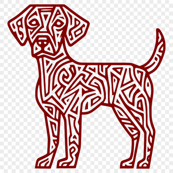 A medium-sized dog with a sleek coat, standing upright on its hind legs.
