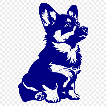 A vector graphic representation of a seated Welsh Corgi breed dog.