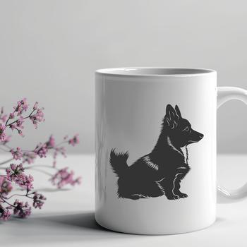 A Welsh Corgi sitting on its haunches, depicted in a detailed vector illustration.