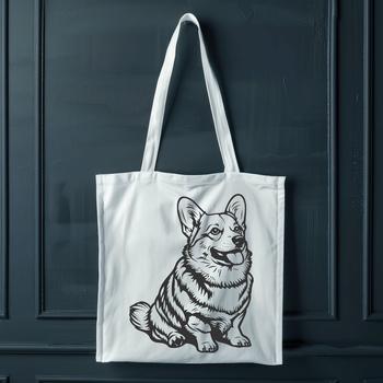 A seated Welsh Corgi breed dog with its body visible in full view.