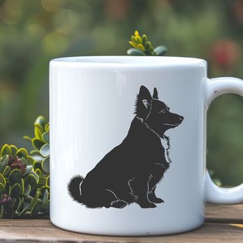 A vector graphic representation of a sitting Welsh Corgi animal.
