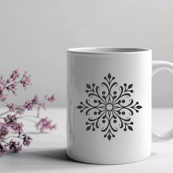 Illustrated vector snowflake design with intricate details.