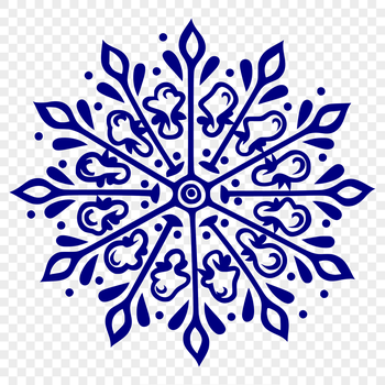 An ornate, symmetrical snowflake illustration with geometric patterns and detailed borders.